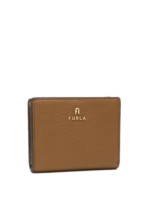 FURLA CAMELIA Portofel compact din piele de vitel coniac - Portofele femei
