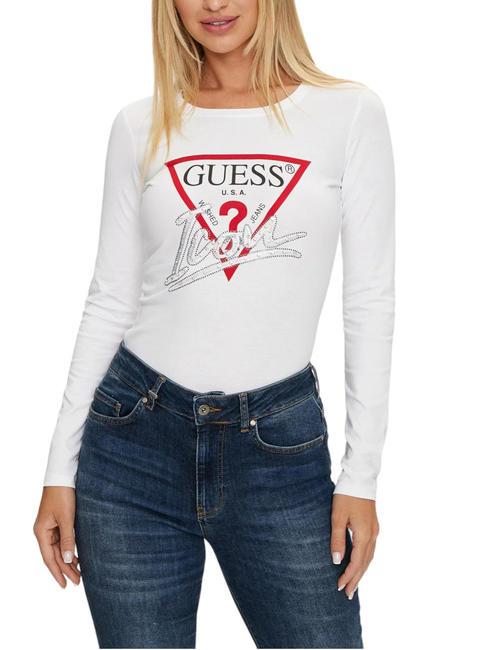 GUESS ICON Tricou din bumbac alb purpuriu - tricou