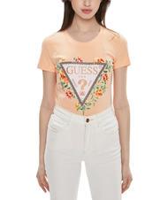 GUESS TRIANGLE FLOWERS Tricou din bumbac stretch - tricou