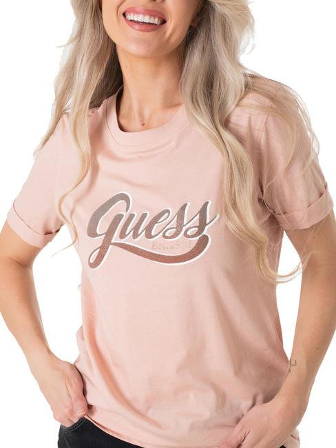 GUESS GLITTERY Tricou din bumbac nisip palid - tricou