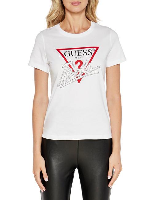 GUESS ICON Tricou din bumbac alb purpuriu - tricou