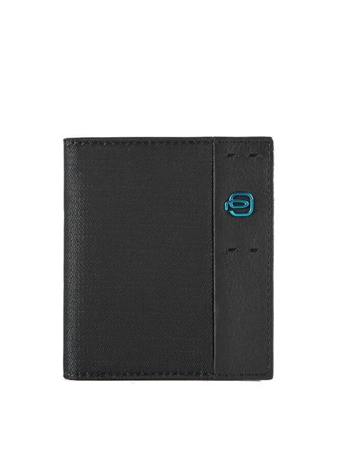 PIQUADRO P16 Suport card din piele si material textil chevron negru - Portofele bărbați