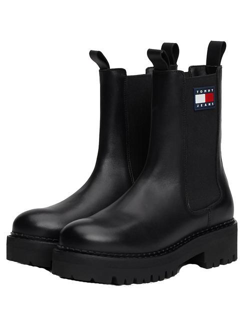 TOMMY HILFIGER TOMMY JEANS Urban Chelsea Botine din piele BLACK - Pantofi femei