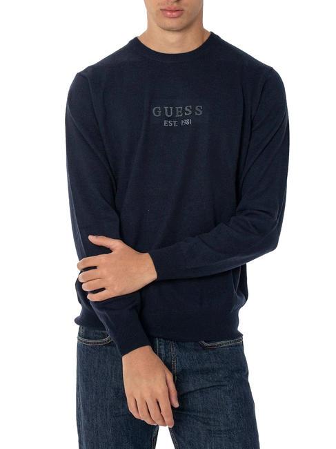 GUESS DORAN Pulover cu decolteu smartblue - Pulovere pentru bărbați