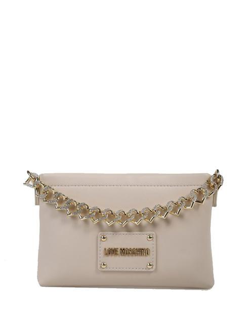 LOVE MOSCHINO STRASS HEART Geantă de mână fildeş - Genți femei