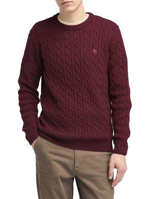 TIMBERLAND P-B LAMBWOOL Pulover cu gât crew din amestec de lână cordovanheather - Pulovere pentru bărbați