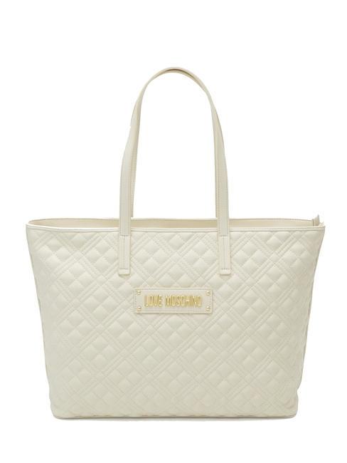 LOVE MOSCHINO QUILTED Geantă de cumpărături matlasată fildeş - Genți femei
