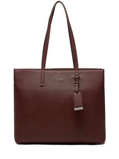 CALVIN KLEIN MUST Cumpărător pe umăr chocolate lab monogram pu - Genți femei