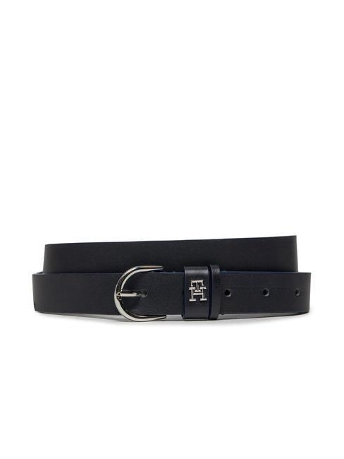 TOMMY HILFIGER ESSENTIAL EFFORTLESS Curea din piele scurtabilă albastru spațial - Curele