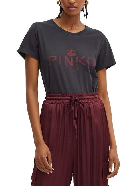 PINKO BUSSOLOTTO  Tricou din bumbac negru/visiniu - tricou