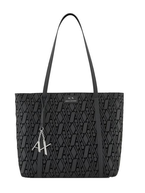 ARMANI EXCHANGE A|X Geantă de cumpărături cu logo flocat negru - Genți femei