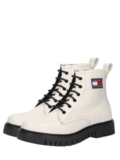 TOMMY HILFIGER TOMMY JEANS Lace Up Botine din piele ecru - Pantofi femei