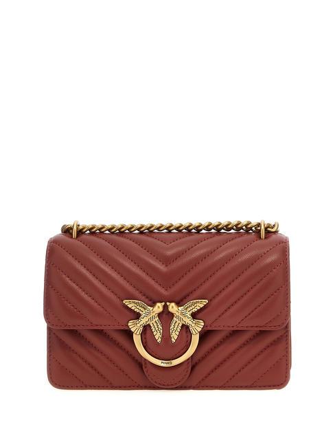PINKO MINI LOVE BAG O geantă chevron ocru roșu-aur antic - Genți femei