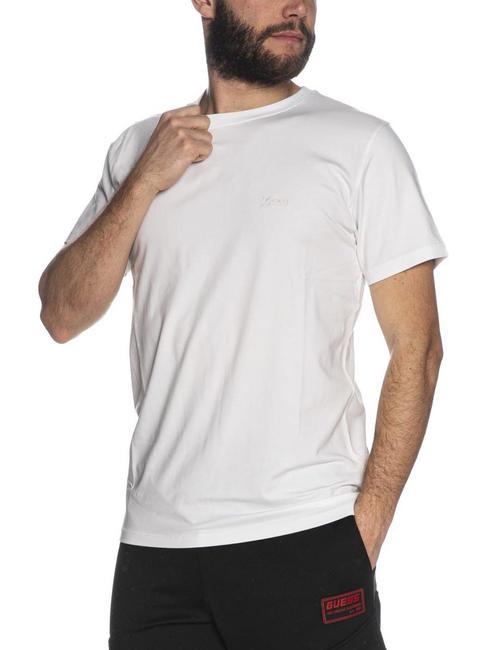 GUESS BASIC PIMA Tricou din bumbac stretch alb purpuriu - tricou