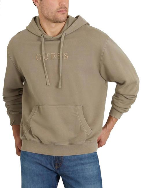 GUESS FINCH TERRY Hanorac cu buzunar și glugă ardezie taupe multi - hanorace