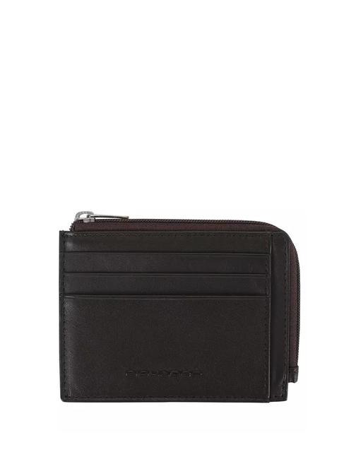 PIQUADRO TAG Suport card cu fermoar MORO - Portofele bărbați