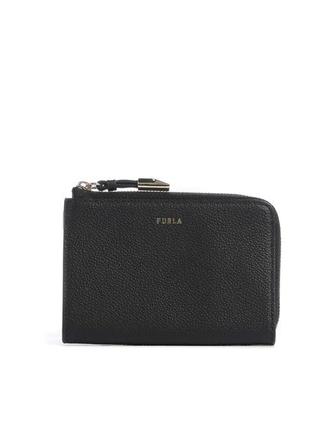 FURLA GOCCIA Suport card din piele cu fermoar negru - Portofele femei