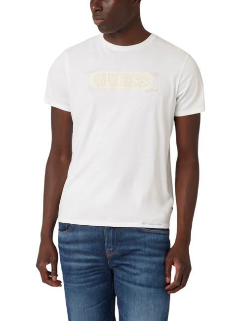 GUESS APPLIQUE Tricou din bumbac alb purpuriu - tricou