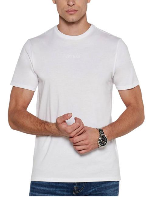 GUESS PIMA Tricou din bumbac cu logo brodat alb purpuriu - tricou