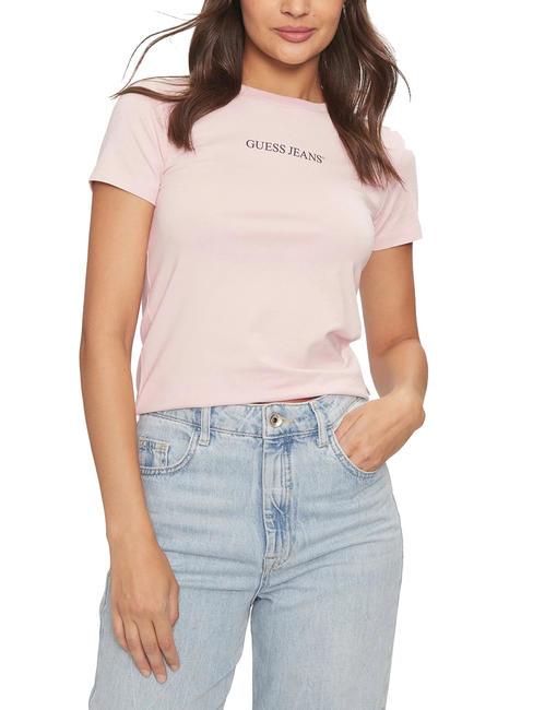 GUESS JEANS SLIM LOGO Tricou stretch slim fit blush bumbac - tricou