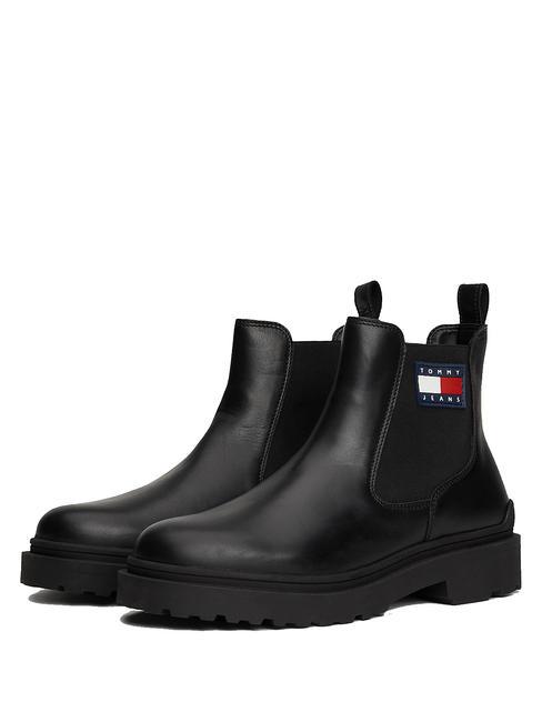 TOMMY HILFIGER TOMMY JEANS CHELSEA LEATHER  Botine din piele BLACK - Pantofi bărbați