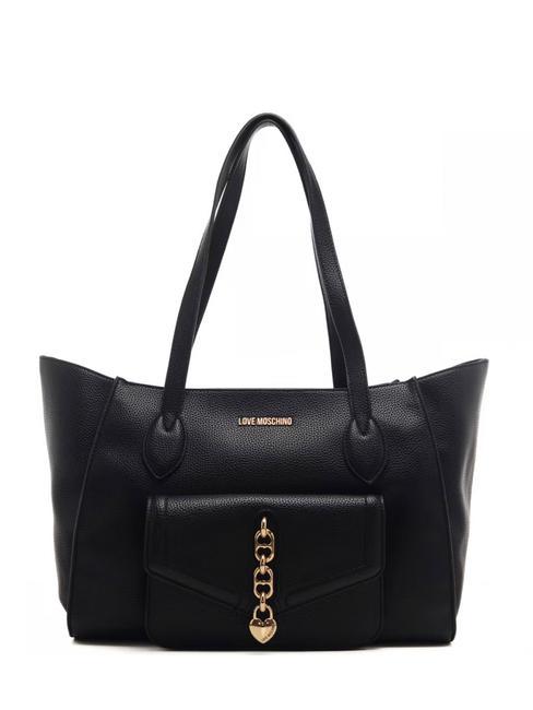 LOVE MOSCHINO HEART Geantă shopper de umăr negru - Genți femei
