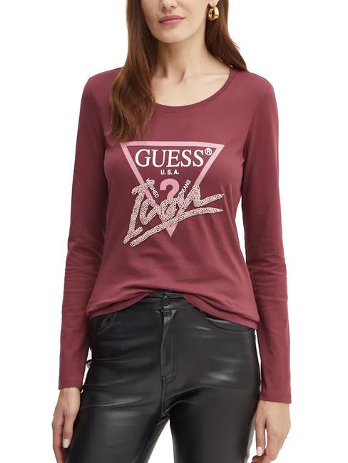 GUESS LS RN ICON  Tricou din bumbac trandafir visiniu - tricou