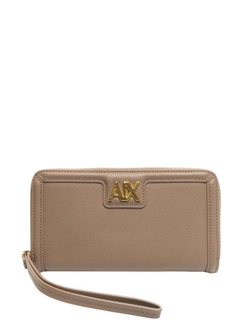 ARMANI EXCHANGE A|X METALLIC LOGO Fermoar mare în jurul portofelului pisco întunecat - Portofele femei