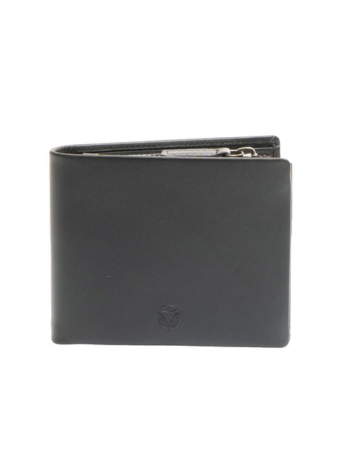 MOMO DESIGN LOGO EMBOSSED Portofel din piele cu portmoneu negru - Portofele bărbați