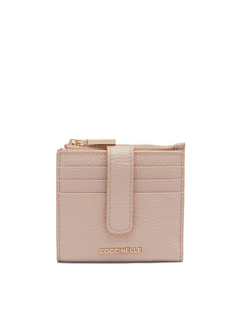 COCCINELLE METALLIC SOFT Mini portofel din piele rozete - Portofele femei