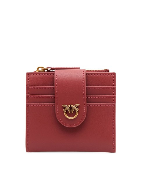 PINKO MULTI PURPOSE Portofel compact din piele ocru roșu-aur antic - Portofele femei