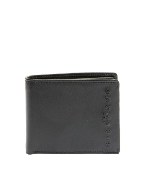 JOHN RICHMOND EMBOSSED LOGO Portofel din piele cu portmoneu negru - Portofele bărbați