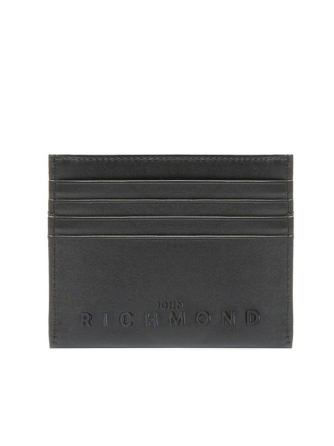 JOHN RICHMOND EMBOSSED LOGO Suport plat pentru card din piele negru - Portofele bărbați