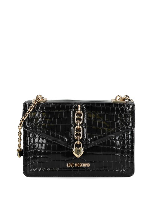 LOVE MOSCHINO CHAIN CROCO Geanta de umar imprimata negru - Genți femei