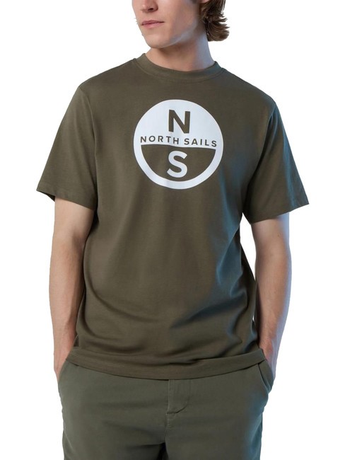 NORTH SAILS BASIC Tricou din bumbac cu imprimeu cu logo măsline prăfuite - tricou