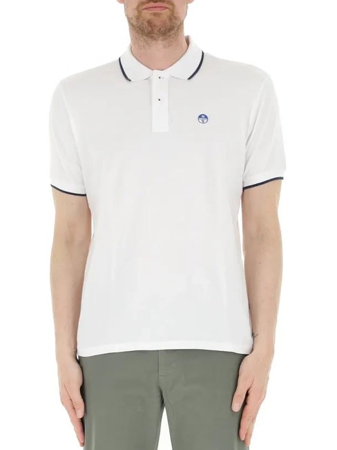 NORTH SAILS COLLAR STRIPED Tricou polo cu maneca scurta din bumbac alb - maiou Polo