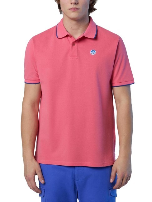 NORTH SAILS COLLAR STRIPED Tricou polo cu maneca scurta din bumbac coral calypso - maiou Polo