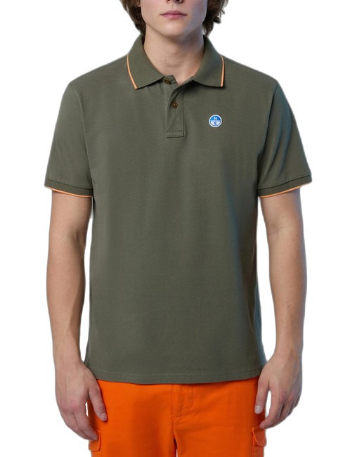 NORTH SAILS COLLAR STRIPED Tricou polo cu maneca scurta din bumbac măsline prăfuite - maiou Polo