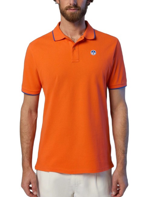 NORTH SAILS COLLAR STRIPED Tricou polo cu maneca scurta din bumbac portocaliu flacără - maiou Polo