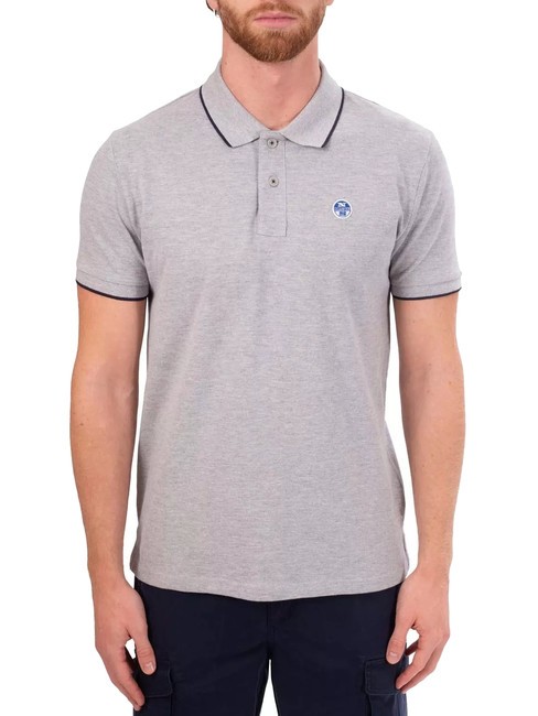NORTH SAILS COLLAR STRIPED Tricou polo cu maneca scurta din bumbac melange gri - maiou Polo