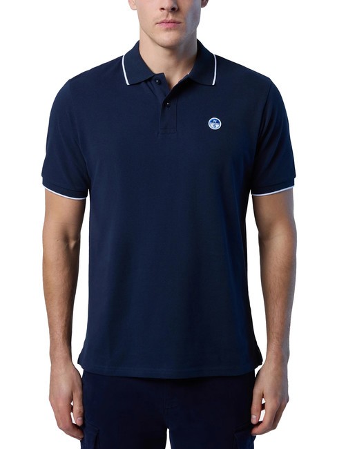 NORTH SAILS COLLAR STRIPED Tricou polo cu maneca scurta din bumbac albastru marin - maiou Polo