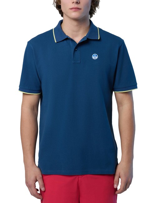 NORTH SAILS COLLAR STRIPED Tricou polo cu maneca scurta din bumbac denim închis la culoare - maiou Polo