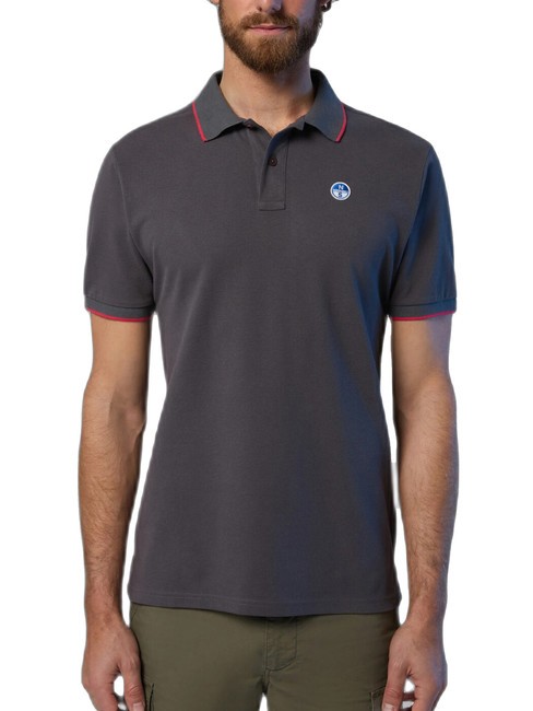 NORTH SAILS COLLAR STRIPED Tricou polo cu maneca scurta din bumbac gri de fier - maiou Polo