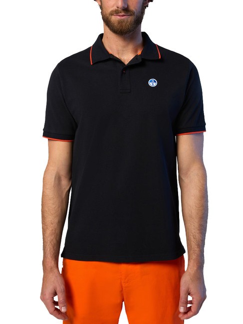 NORTH SAILS COLLAR STRIPED Tricou polo cu maneca scurta din bumbac negru - maiou Polo