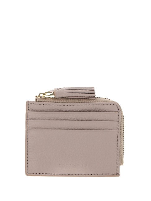 COCCINELLE TASSEL Suport card cu fermoar din piele ciocanita rozete - Portofele femei