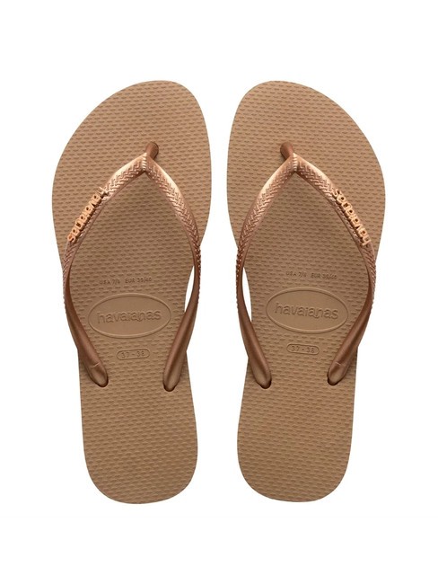 HAVAIANAS SLIM LOGO Papuci flip-flop rose / aur - Pantofi femei
