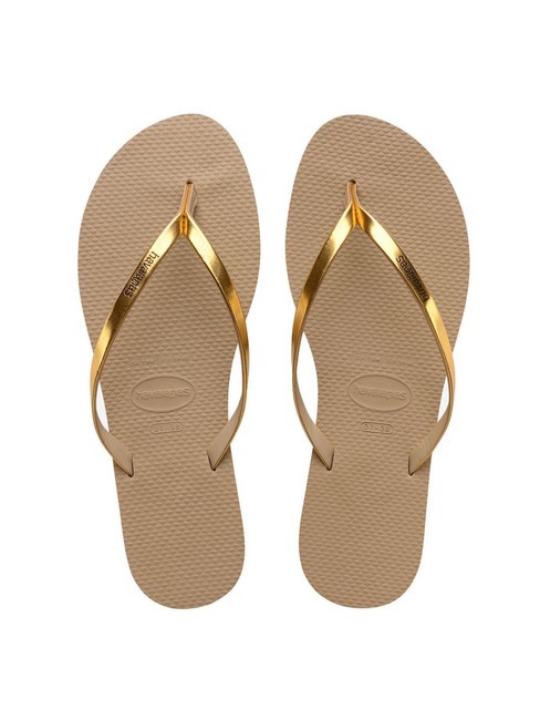 HAVAIANAS YOU METALLIC Slapi de cauciuc nisip auriu metalic - Pantofi femei