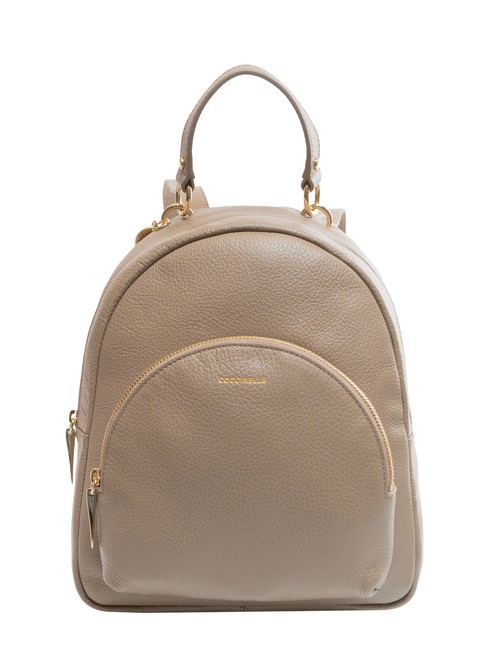 COCCINELLE ALPHA Rucsac rotund din piele cu buzunar taupe cald - Genți femei