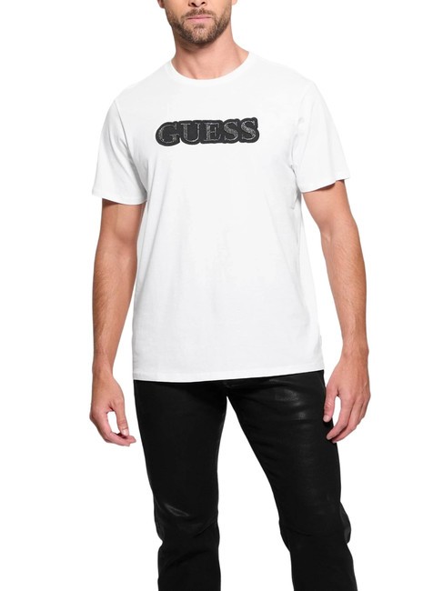 GUESS EMBELLISHED LOGO  Tricou din bumbac alb purpuriu - tricou