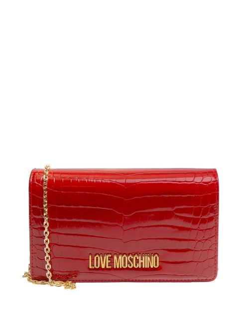 LOVE MOSCHINO SHINY CROCO Poșetă cu curea de umăr din metal RED - Genți femei